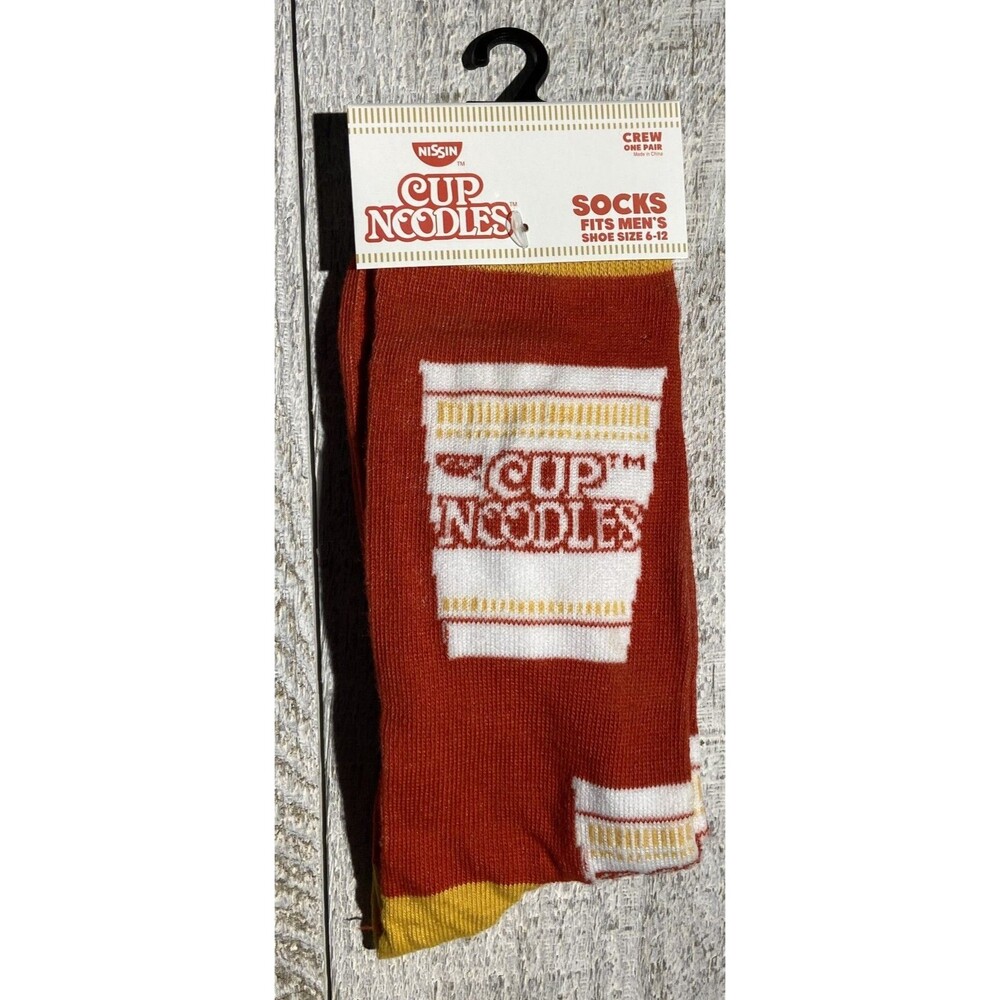 Nissin Cup Noodles Print Novelty Crew Socks - Men’s Size 6-12 - D024
